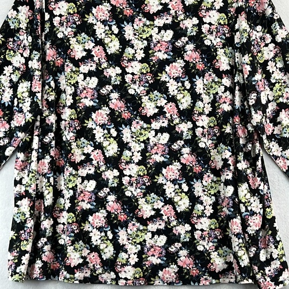 J. Jill Wearever 3/4 Sleeve Tee / Top Sz 2X Black Floral Print Rayon/Spandex EUC - Picture 4 of 10